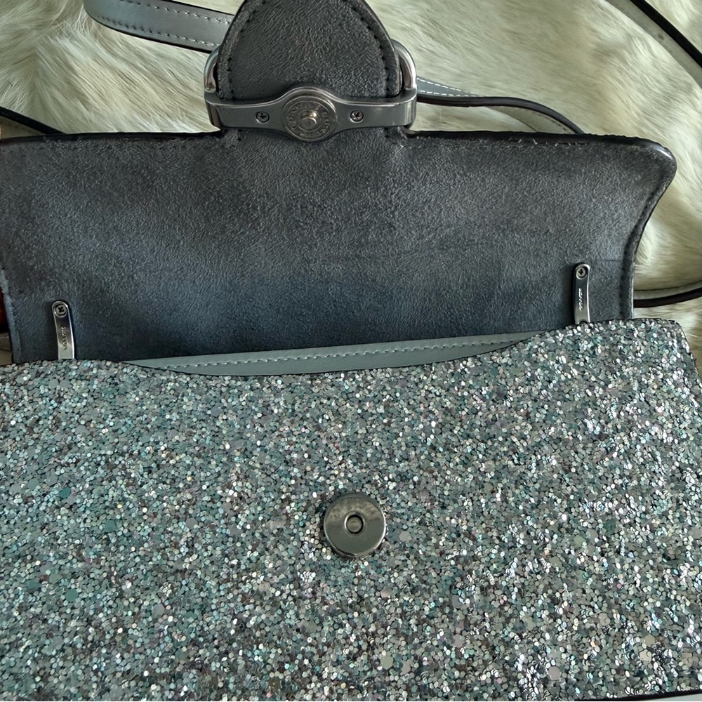 Coach Morgan Square Silver Glitter Crossbody Bag - Picture 9 of 15